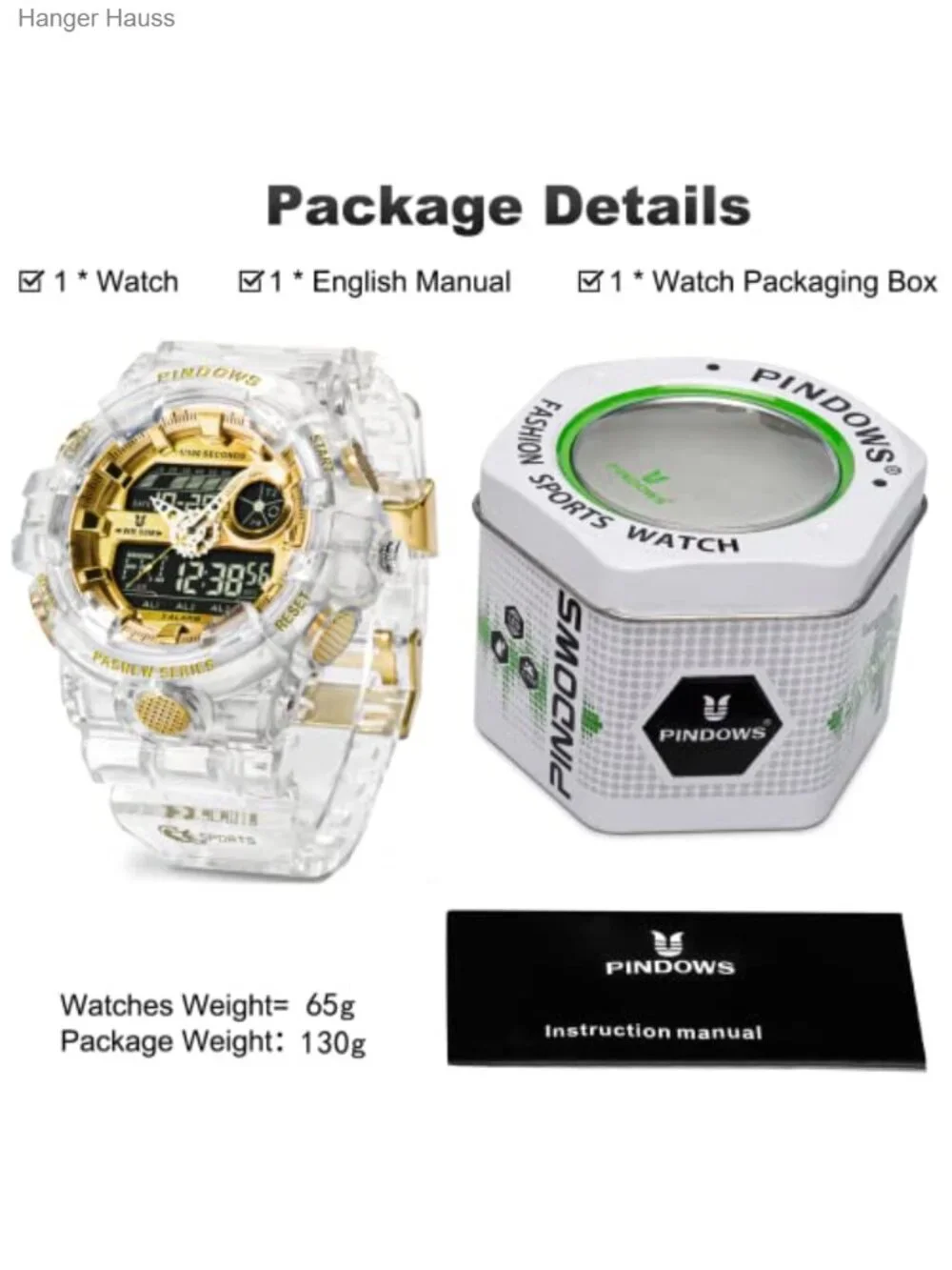 Men's Digital Analog Dual Display Sports Watch 50M Waterproof Military Wrist